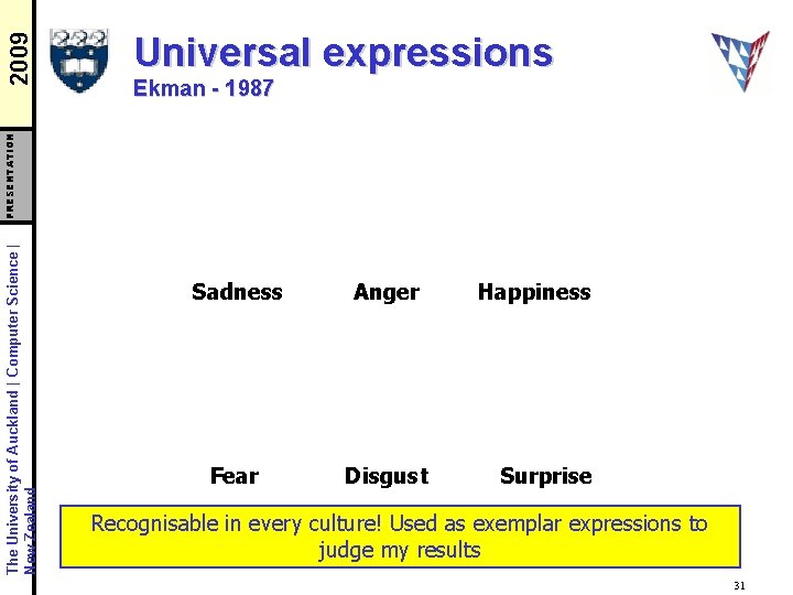 Ekman - 1987 The University of Auckland | Computer Science | New Zealand PRESENTATION