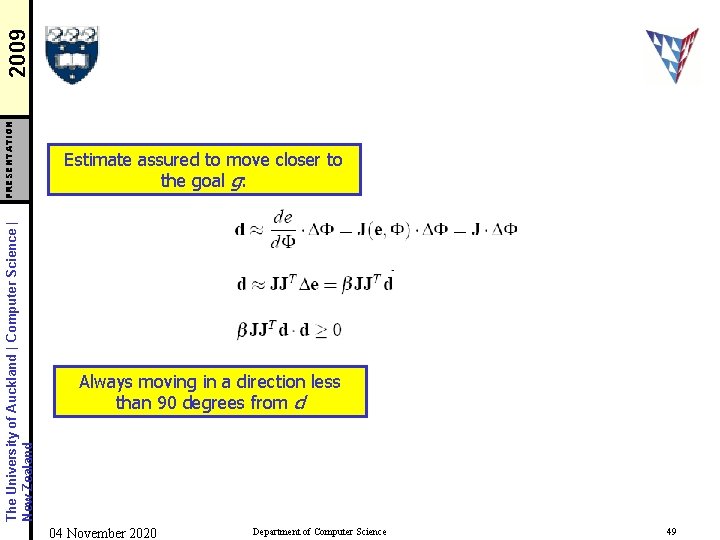 2009 PRESENTATION The University of Auckland | Computer Science | New Zealand Estimate assured