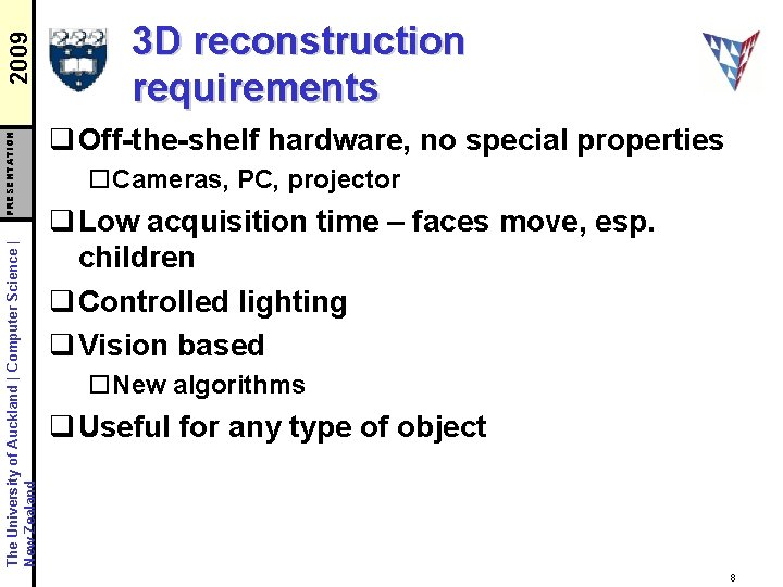 2009 PRESENTATION The University of Auckland | Computer Science | New Zealand 3 D