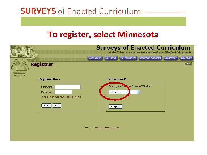 To register, select Minnesota 