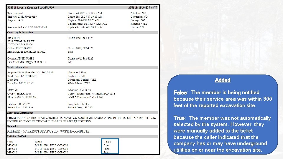 Added False: The member is being notified because their service area was within 300