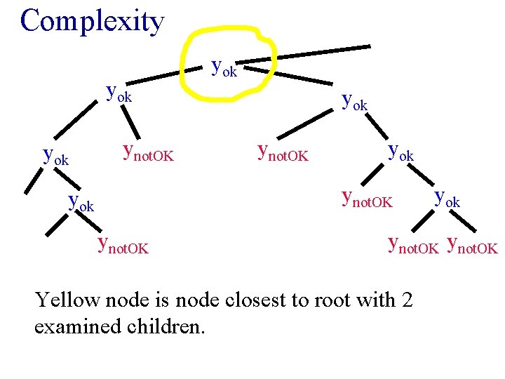 Complexity yok yok ynot. OK Yellow node is node closest to root with 2