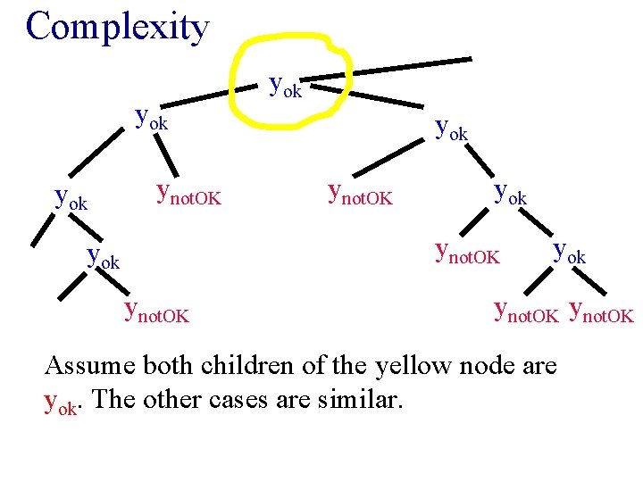 Complexity yok yok ynot. OK Assume both children of the yellow node are yok.