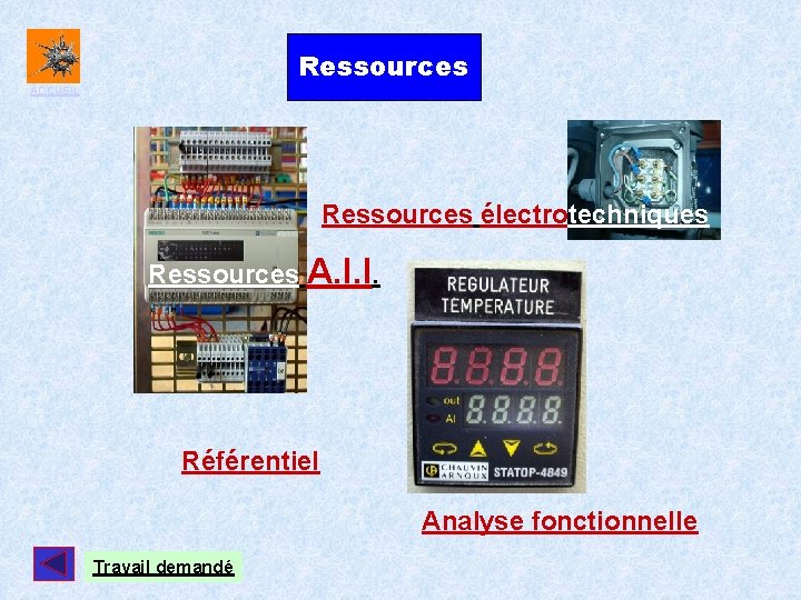 Ressources ACCUEIL Ressources électrotechniques Ressources A. I. I. Référentiel Analyse fonctionnelle Travail demandé 