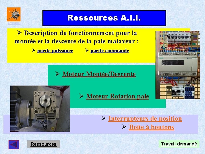 Ressources A. I. I. ACCUEIL Ø Description du fonctionnement pour la montée et la Ressources A. I. I. ACCUEIL Ø Description du fonctionnement pour la montée et la