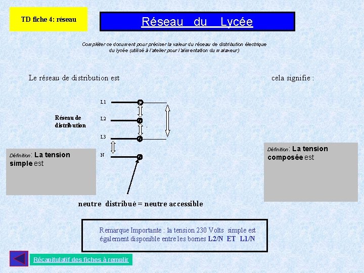 Réseau du Lycée TD fiche 4: réseau Compléter ce document pour préciser la valeur