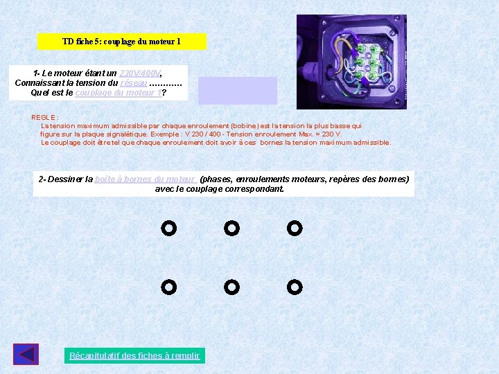 TD fiche 5: couplage du moteur 1 1 - Le moteur étant un 230