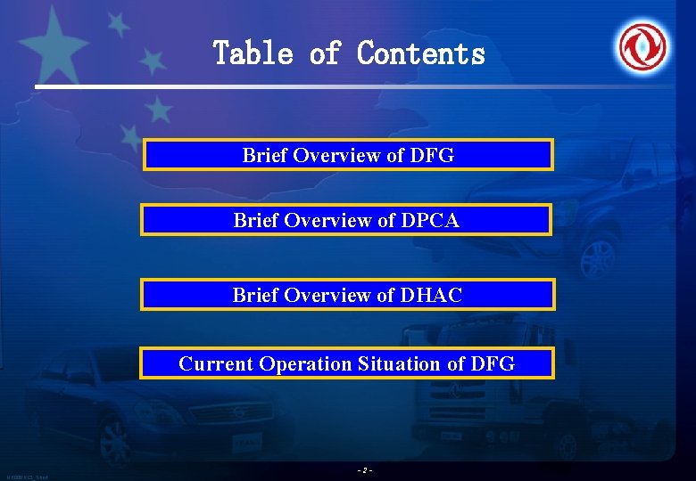 Table of Contents Brief Overview of DFG Brief Overview of DPCA Brief Overview of