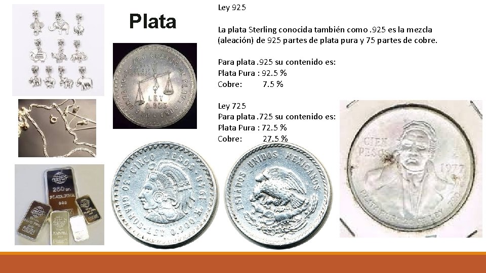 Plata Ley 925 La plata Sterling conocida también como. 925 es la mezcla (aleación)