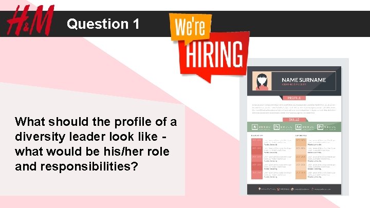 Question 1 What should the profile of a diversity leader look like what would