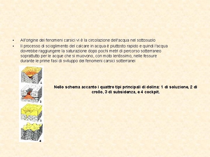  • • All’origine dei fenomeni carsici vi è la circolazione dell'acqua nel sottosuolo