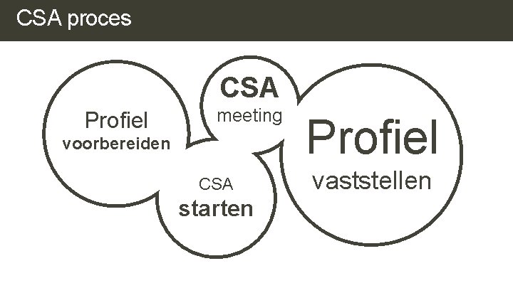 CSA proces Circles of Relative Size CSA Profiel meeting voorbereiden CSA starten Profiel vaststellen CSA proces Circles of Relative Size CSA Profiel meeting voorbereiden CSA starten Profiel vaststellen