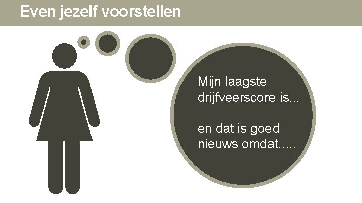 Even jezelf voorstellen Mijn laagste drijfveerscore is. . . en dat is goed nieuws Even jezelf voorstellen Mijn laagste drijfveerscore is. . . en dat is goed nieuws
