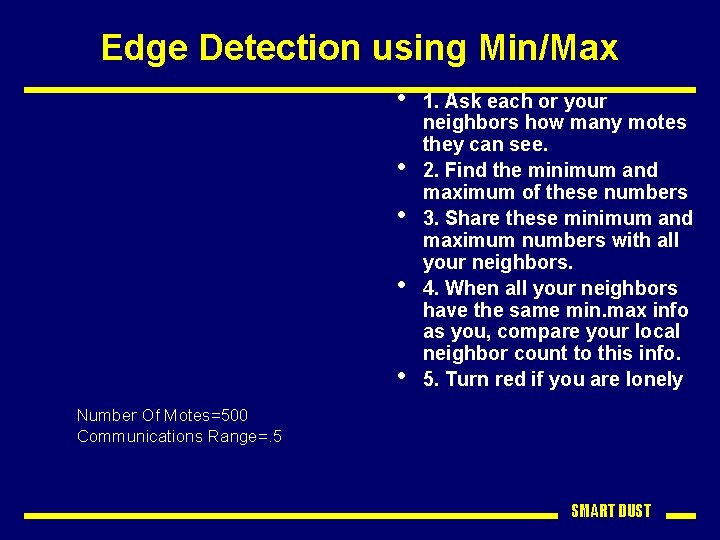 Edge Detection using Min/Max • • • 1. Ask each or your neighbors how