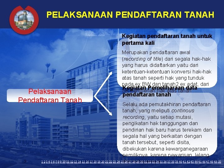 PELAKSANAAN PENDAFTARAN TANAH Kegiatan pendaftaran tanah untuk pertama kali Pelaksanaan Pendaftaran Tanah 5 Merupakan