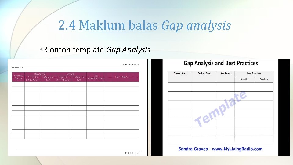 2. 4 Maklum balas Gap analysis • Contoh template Gap Analysis 