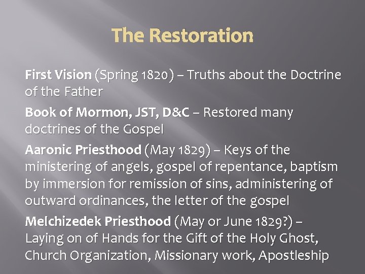 The Restoration First Vision (Spring 1820) – Truths about the Doctrine of the Father