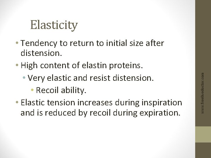  • Tendency to return to initial size after distension. • High content of