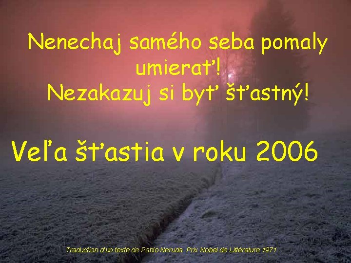 Nenechaj samého seba pomaly umierať! Nezakazuj si byť šťastný! Veľa šťastia v roku 2006