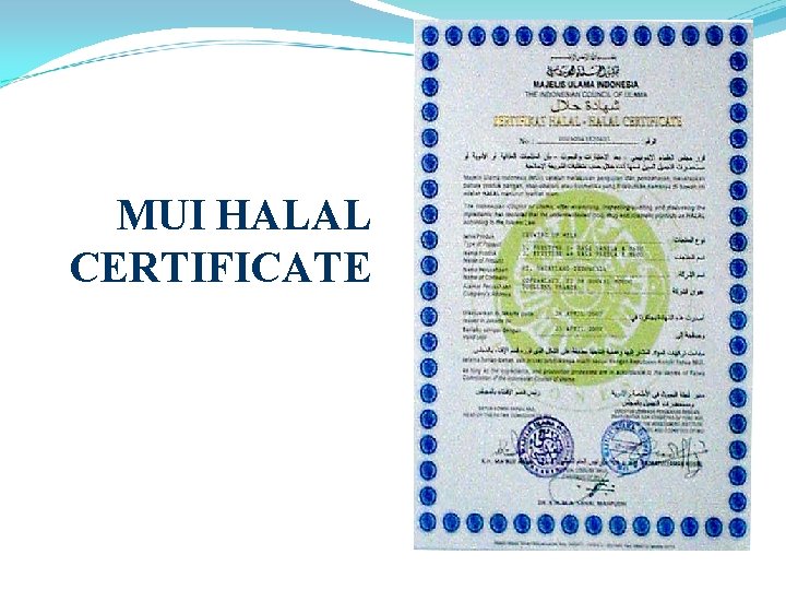 MUI HALAL CERTIFICATE 