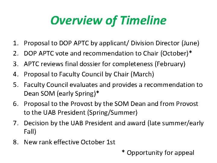 Overview of Timeline 1. 2. 3. 4. 5. Proposal to DOP APTC by applicant/