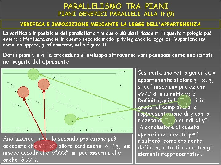 PARALLELISMO TRA PIANI GENERICI PARALLELI ALLA lt (9) VERIFICA E IMPOSIZIONE MEDIANTE LA LEGGE