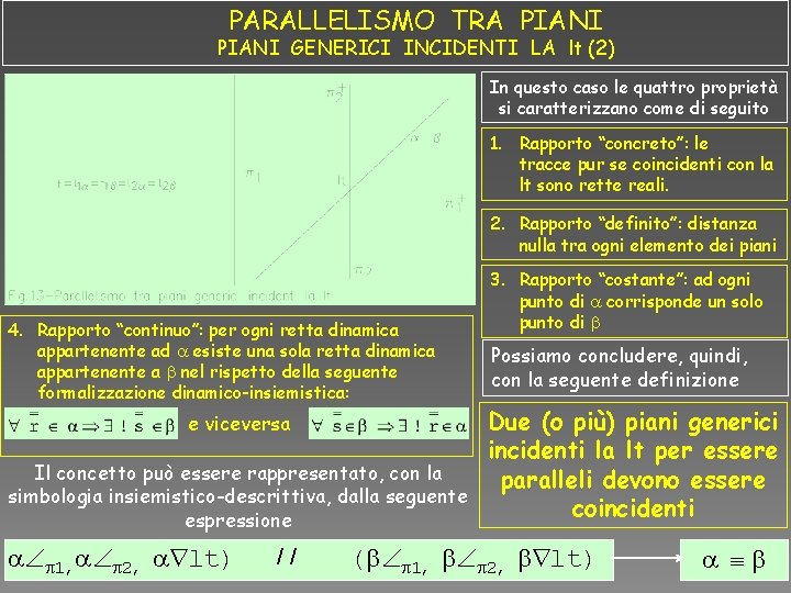 PARALLELISMO TRA PIANI GENERICI INCIDENTI LA lt (2) In questo caso le quattro proprietà