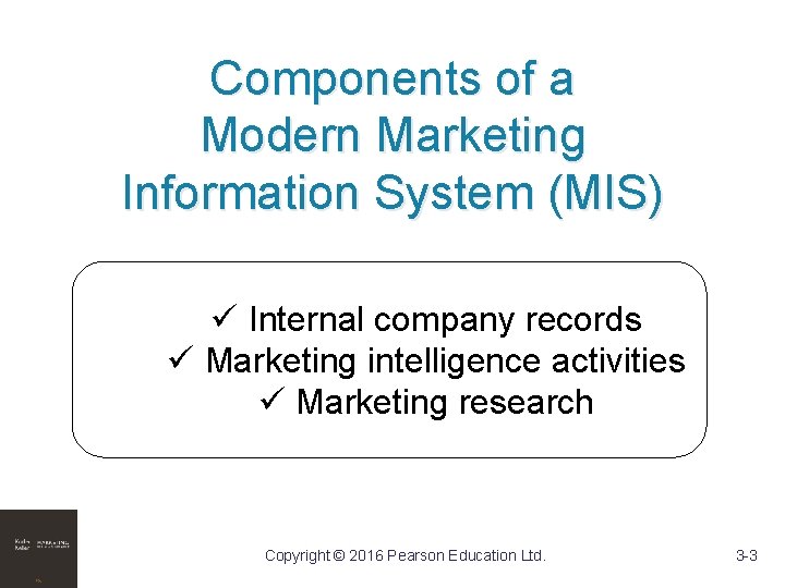 Components of a Modern Marketing Information System (MIS) ü Internal company records ü Marketing