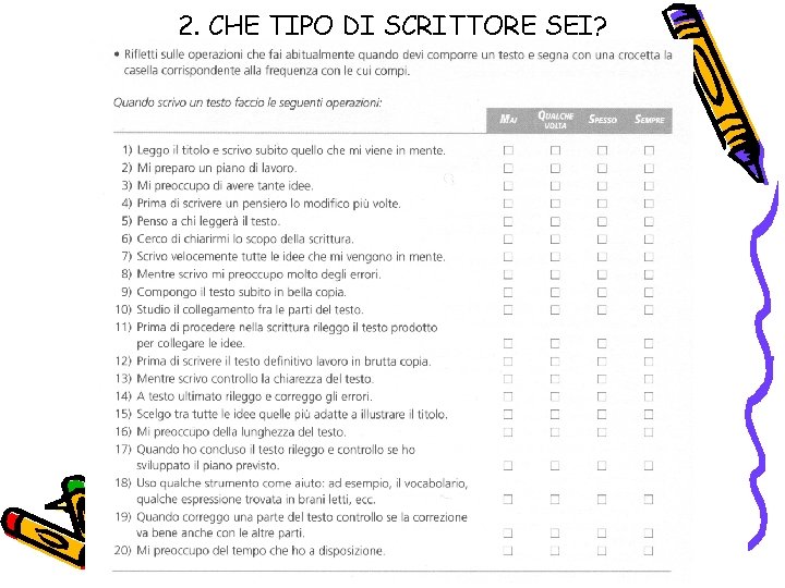 2. CHE TIPO DI SCRITTORE SEI? 