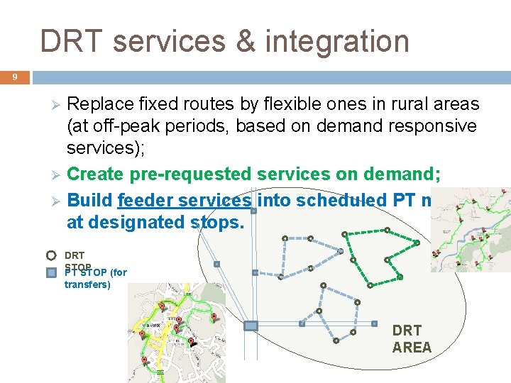 DRT services & integration 9 Replace fixed routes by flexible ones in rural areas