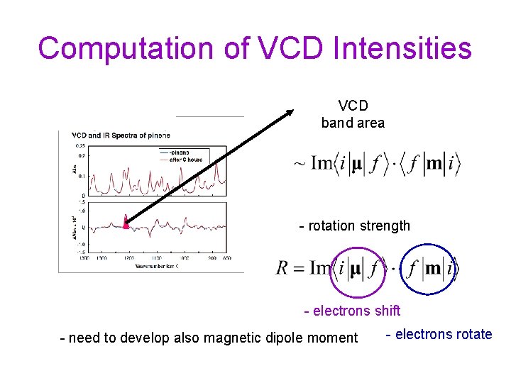 Computation of VCD Intensities VCD band area - rotation strength - electrons shift - Computation of VCD Intensities VCD band area - rotation strength - electrons shift -