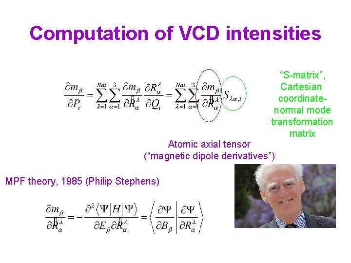 Computation of VCD intensities “S-matrix”, Cartesian coordinatenormal mode transformation matrix Atomic axial tensor (“magnetic Computation of VCD intensities “S-matrix”, Cartesian coordinatenormal mode transformation matrix Atomic axial tensor (“magnetic