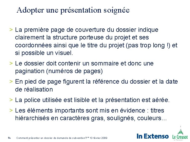 Adopter une présentation soignée > La première page de couverture du dossier indique clairement