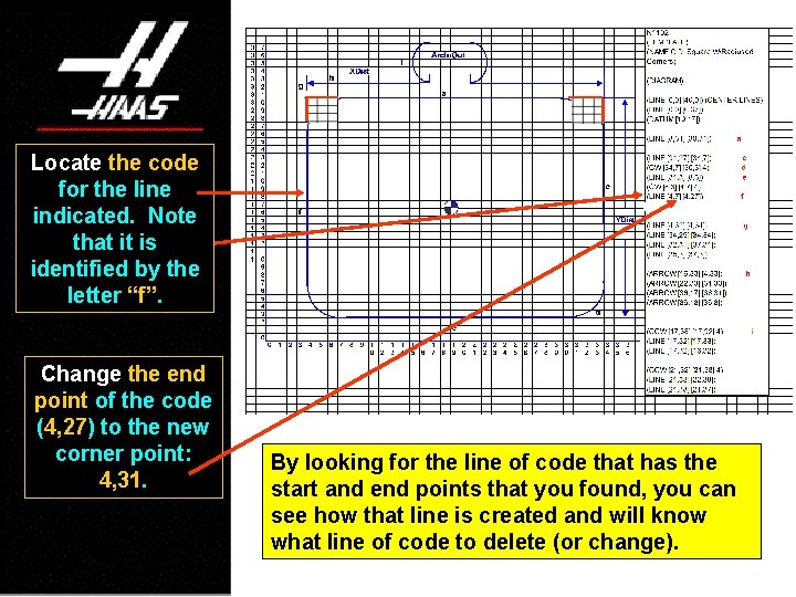 Locate the code for the line indicated. Note that it is identified by the