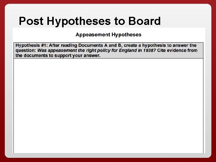 Post Hypotheses to Board 8 