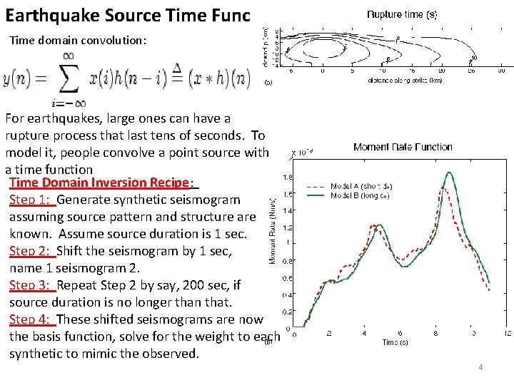 Earthquake Source Time Func Time domain convolution: For earthquakes, large ones can have a