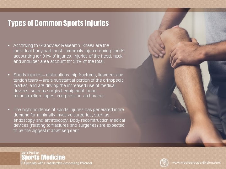 Types of Common Sports Injuries § According to Grandview Research, knees are the individual