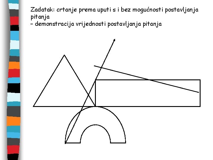 Zadatak: crtanje prema uputi s i bez mogućnosti postavljanja pitanja – demonstracija vrijednosti postavljanja