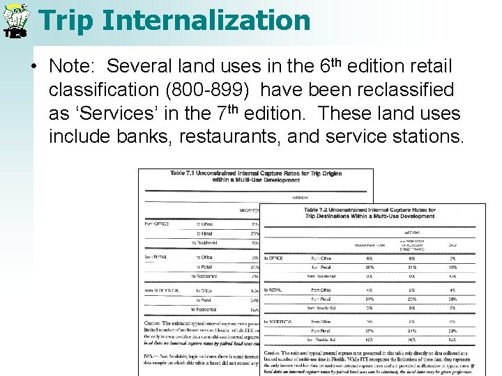 Trip Internalization • Note: Several land uses in the 6 th edition retail classification Trip Internalization • Note: Several land uses in the 6 th edition retail classification