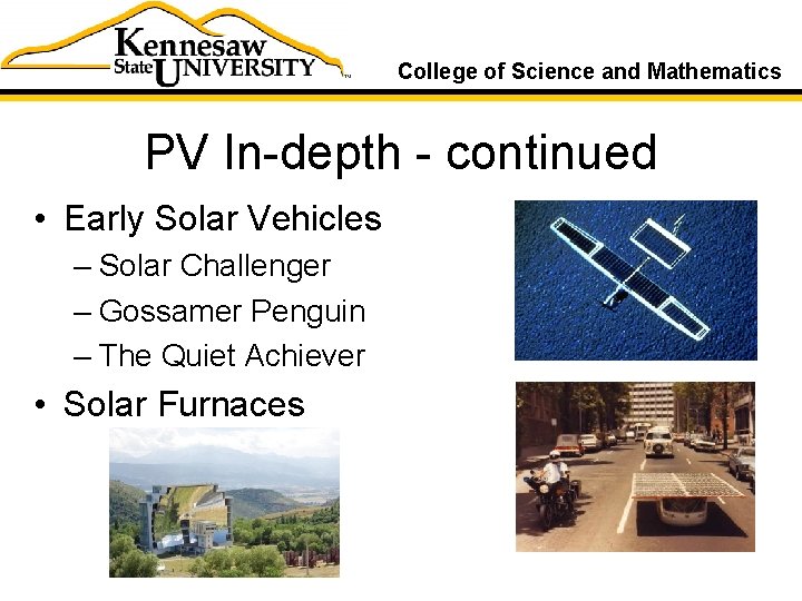 Science Math And Vehicles College of Science and Mathematics Teaching Physics with
