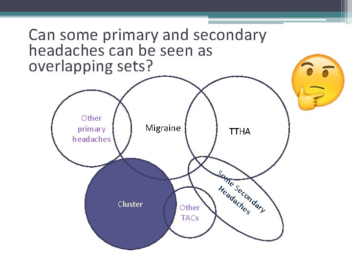 Can some primary and secondary headaches can be seen as overlapping sets? Other primary