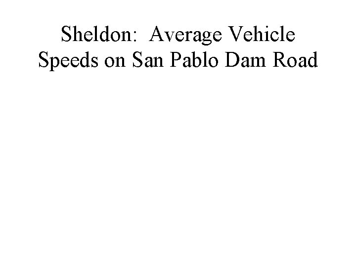 Sheldon: Average Vehicle Speeds on San Pablo Dam Road 