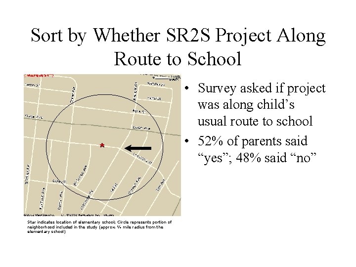 Sort by Whether SR 2 S Project Along Route to School • Survey asked