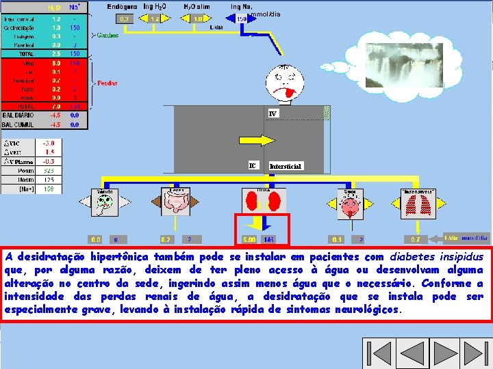 , mmol/dia IV IC Intersticial A desidratação hipertônica também pode se instalar em pacientes