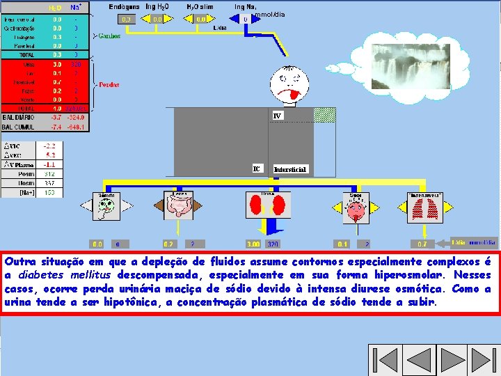 , mmol/dia IV IC Intersticial Outra situação em que a depleção de fluidos assume