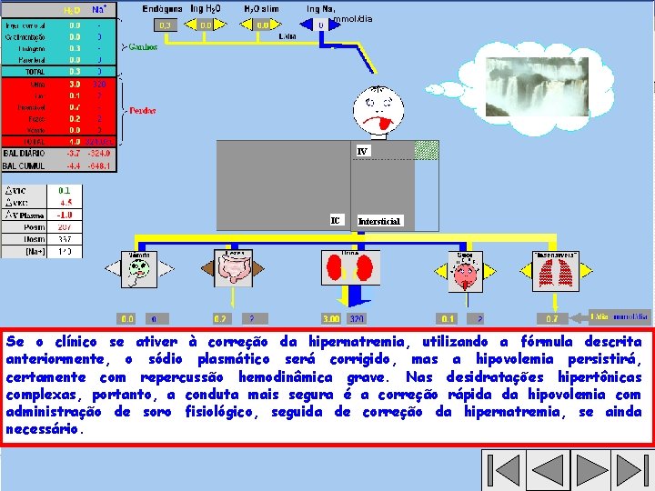 , mmol/dia IV IC Intersticial Se o clínico se ativer à correção da hipernatremia,