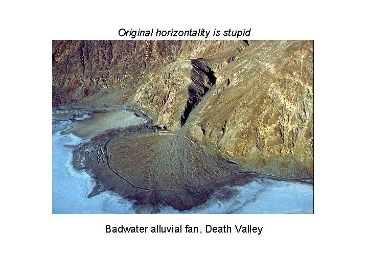 Original horizontality is stupid Badwater alluvial fan, Death Valley 