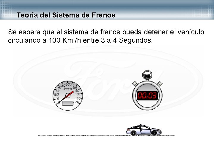 Teoría del Sistema de Frenos Se espera que el sistema de frenos pueda detener