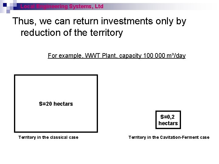Local Engineering Systems, Ltd Thus, we can return investments only by reduction of the