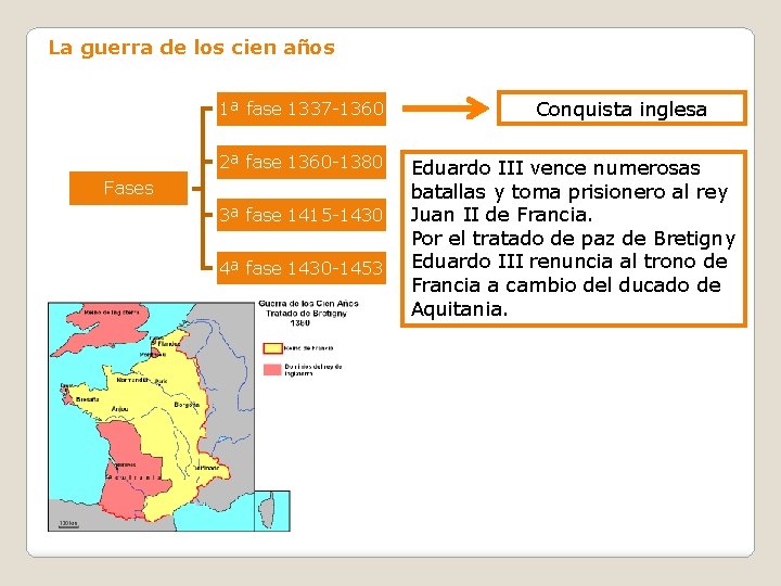 La guerra de los cien años 1ª fase 1337 -1360 2ª fase 1360 -1380